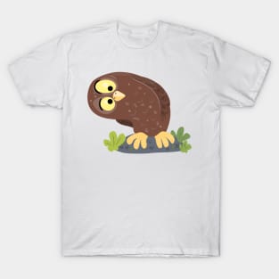 Cute curious funny brown owl cartoon illustration T-Shirt